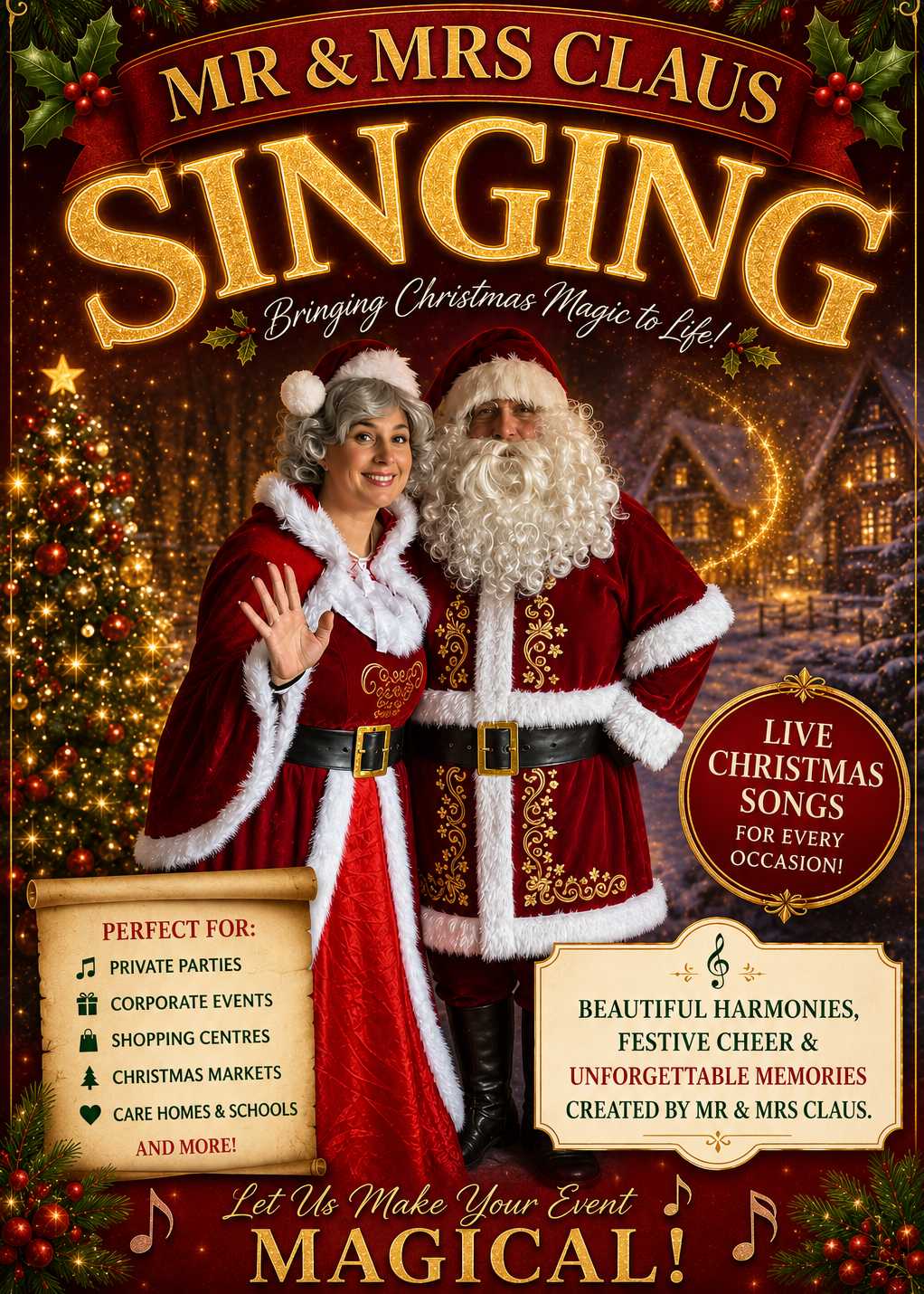 Singing Santa and Mrs Claus